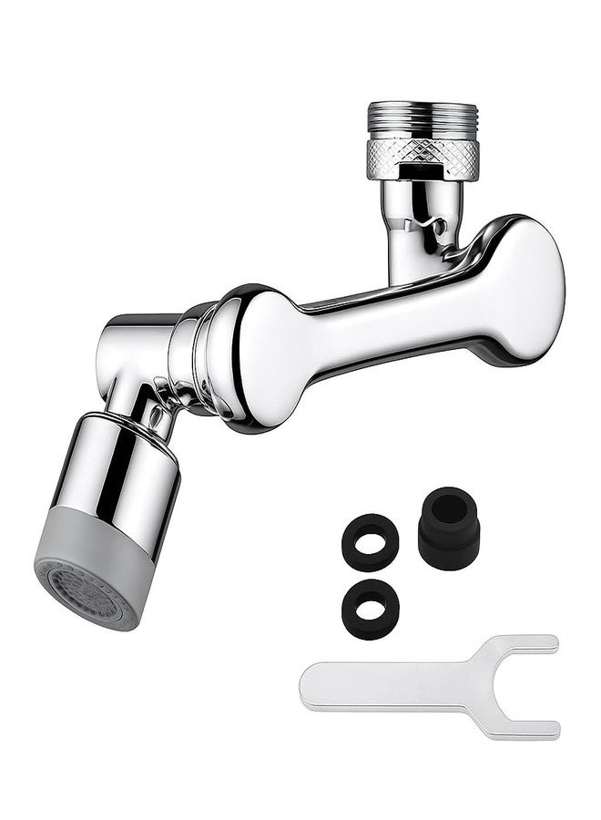 SHREESAMP 1080 Degree Rotating Faucet Extender Universal Tap Water Filter Splash Proof Flexible 3D Arm Kitchen Bathroom Sink Water Saving Nozzle Easy Cleaning Strong Water Flow Steel Chrome Finish - Image 1